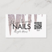 QR CODE Nails Salon Blush Pink Glitter Driving Visitekaartje (Voorkant)