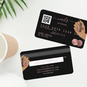 QR-code Nails Technicia Credit Kaart Roos Gold Visitekaartje