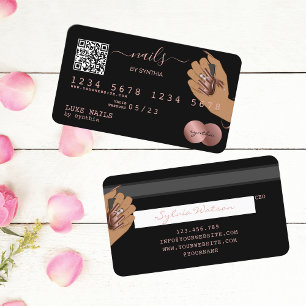 QR-code Nails Technicia Credit Kaart Roos Gold Visitekaartje