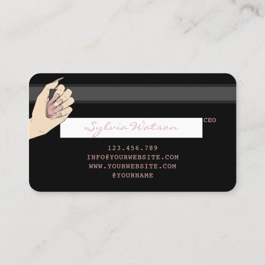 QR-code Nails Technicia Credit Kaart Roos Gold Visitekaartje (Achterkant)