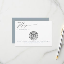 QR Code Nautical Beach Seashell Weddenschap RSVP Kaartje