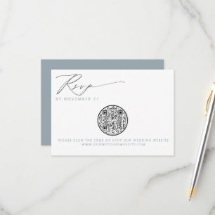 QR Code Nautical Beach Seashell Weddenschap RSVP Kaartje