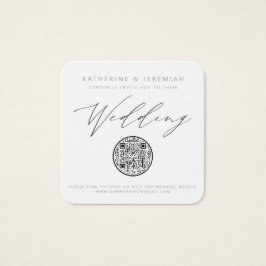 QR Code Nautical Beach Seashell Weddenschap Uitnod Vierkante Visitekaartjes