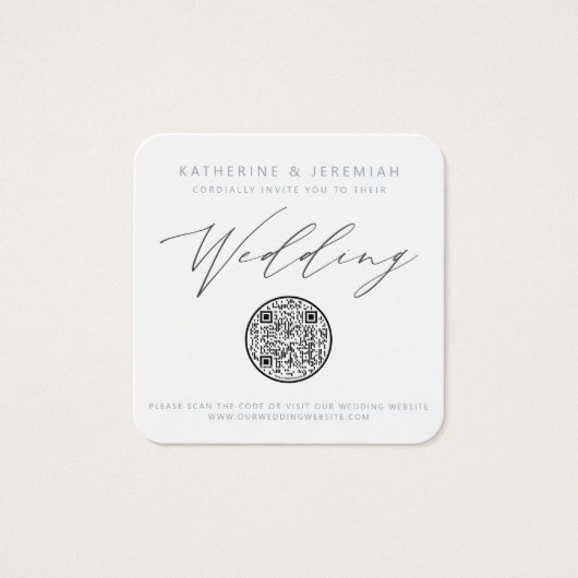 QR Code Nautical Beach Seashell Weddenschap Uitnod Vierkante Visitekaartjes (Voorkant)