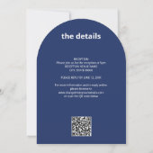 QR-code Navy Blue All in One Wedding Invitation Kaart (Achterkant)