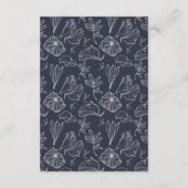 QR-code Navy Blue Floral Wedding Details Informatiekaartje (Achterkant)