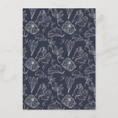 QR-code Navy Blue Floral Wedding Details Informatiekaartje (Achterkant)