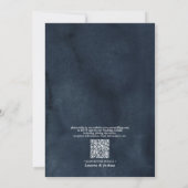 QR-code Navy Blue Sunflower Wood weddenschap Kaart (Achterkant)