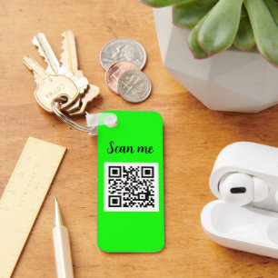 QR Code Neon Green Elegant Business logo Company Sleutelhanger