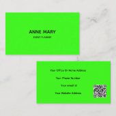 QR Code Neon Groen Modern Kleurrijk Gebeurtenispla Visitekaartje (Voorkant / Achterkant)