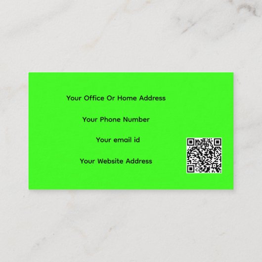 QR Code Neon Groen Modern Kleurrijk Gebeurtenispla Visitekaartje (Achterkant)