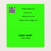 QR Code Neon Groen Moderne Kleurrijke Gebeurteniss Visitekaartje (Buitenkant ongevouwen)