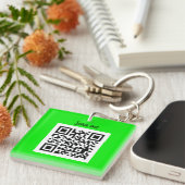 QR Code Neon Groene Elegante Gele Zaken Sleutelhanger (Voorkant Rechts)