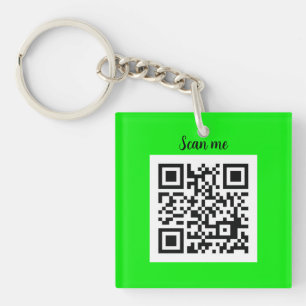 QR Code Neon Groene Elegante Gele Zaken Sleutelhanger