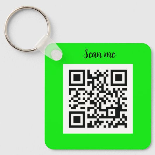 QR Code Neon Groene Elegante Gele Zaken Sleutelhanger (Voorkant)