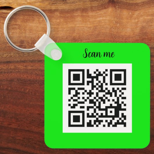 QR Code Neon Groene Elegante Gele Zaken Sleutelhanger (Voorkant)