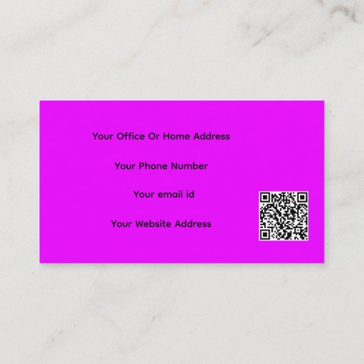 QR Code Neon Roze Paarse Violet Modern Girly Visitekaartje (Achterkant)