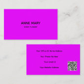 QR Code Neon Roze Paarse Violet Modern Girly Visitekaartje (Voorkant / Achterkant)