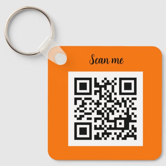 QR Code Neon Sinaasappel Elegant Business Sleutelhanger (Voorkant)