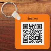 QR Code Neon Sinaasappel Elegant Business Sleutelhanger (Voorkant)