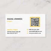QR-code netwerken modern zwart geel wit Visitekaartje (Voorkant)