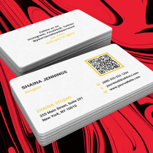 QR-code netwerken modern zwart geel wit Visitekaartje