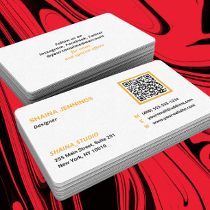 QR-code netwerken modern zwart oranje wit Visitekaartje