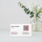 QR-code netwerken modern zwart rood wit Visitekaartje (Staand voorkant)