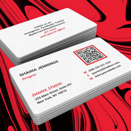 QR-code netwerken modern zwart rood wit Visitekaartje