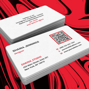 QR-code netwerken modern zwart rood wit Visitekaartje