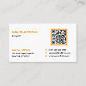 QR Code Networking Modern Black Orange White Visitekaartje (Voorkant)