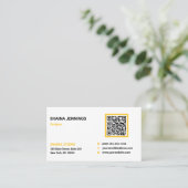 QR Code Networking Modern Black Yellow White Visitekaartje (Staand voorkant)
