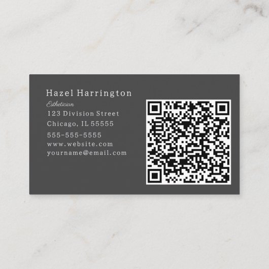 QR Code Neutraal Abstract Visitekaartje Zacht Grij (Achterkant)