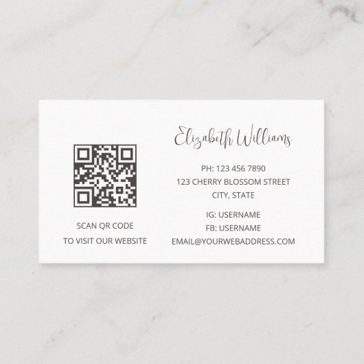 QR Code Neutrals Goud Waterverf Achtergrond Visitekaartje (Achterkant)