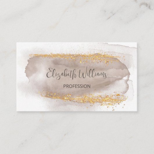 QR Code Neutrals Goud Waterverf Achtergrond Visitekaartje (Voorkant)