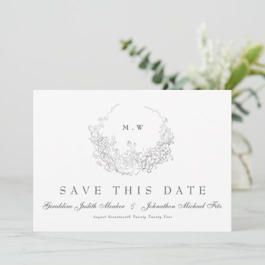 QR Code NIET-FOTO Klassieke Elegantie | Subtiele k Save The Date (Staand voorkant)