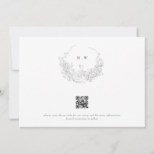 QR Code NIET-FOTO Klassieke Elegantie | Subtiele k Save The Date (Achterkant)