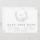 QR Code niet-FOTO Subtle Monogram Weddenschap Save The Date (Voorkant / Achterkant)