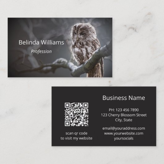 QR Code Night Owl Visitekaartje (Voorkant / Achterkant)