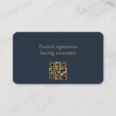 QR Code Notaris Openbare Navy Blauwe Goud Visitekaartje (Achterkant)
