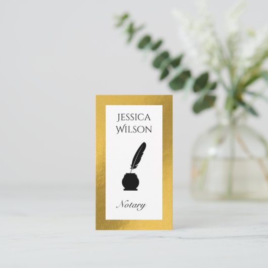 QR code notaris veren gouden lijsten visitekaartje (Staand voorkant)