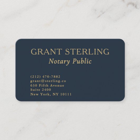 QR Code Notary Public Navy Blue Gold Visitekaartje (Voorkant)