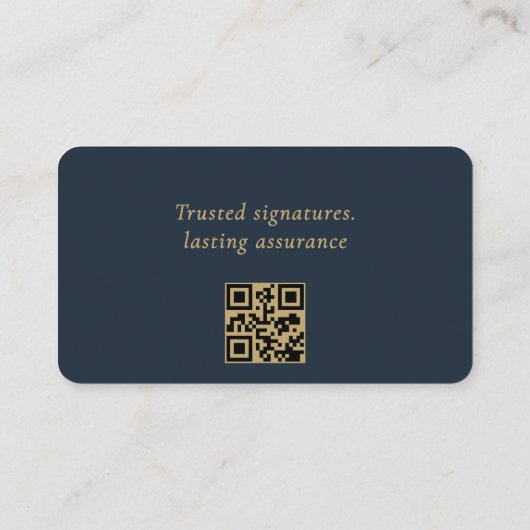 QR Code Notary Public Navy Blue Gold Visitekaartje (Achterkant)