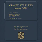 QR Code Notary Public Navy Blue Gold Visitekaartje