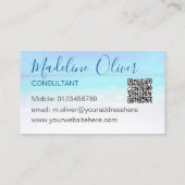 QR Code Ocean Beach Zee Travel Aqua Blue Stylish Visitekaartje (Achterkant)