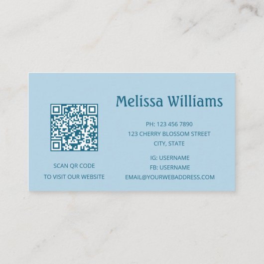 QR Code Ocean Wave Initialen Visitekaartje (Achterkant)