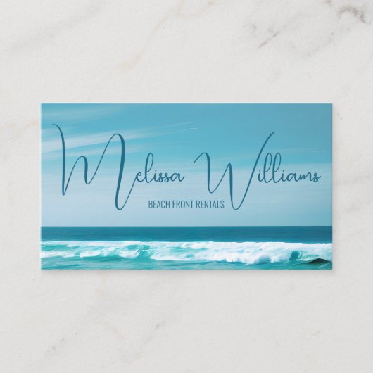 QR Code Ocean Wave Initialen Visitekaartje (Voorkant)