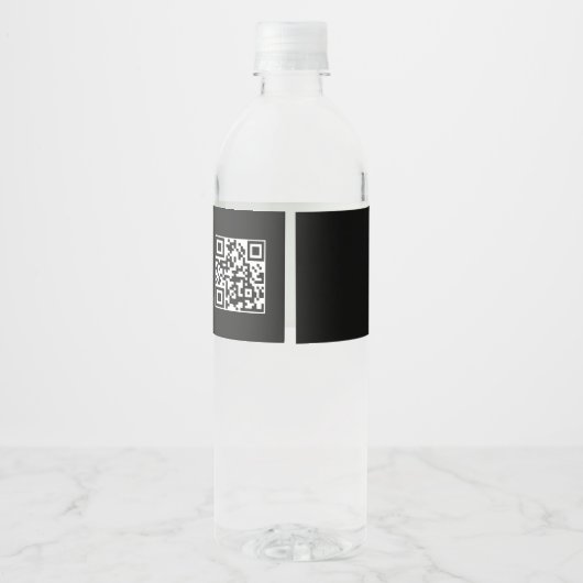 QR-code of logo en aanpasbare tekst uploaden Waterfles Etiket (Achterkant)