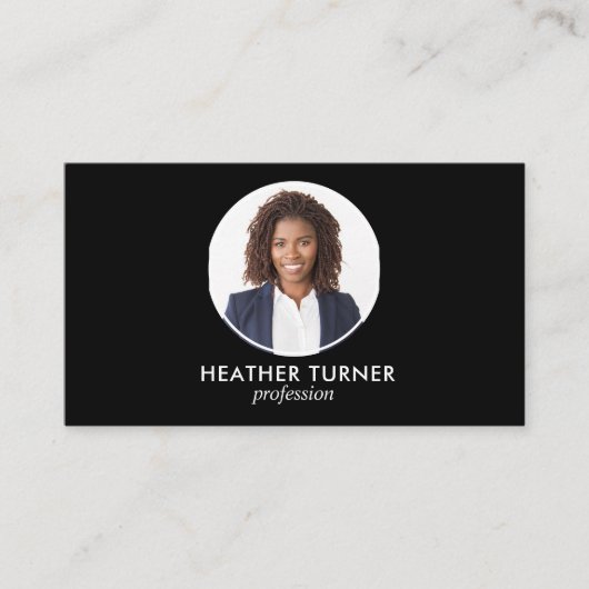 QR CODE of Logo Professional Headshot Foto zwart Visitekaartje (Voorkant)