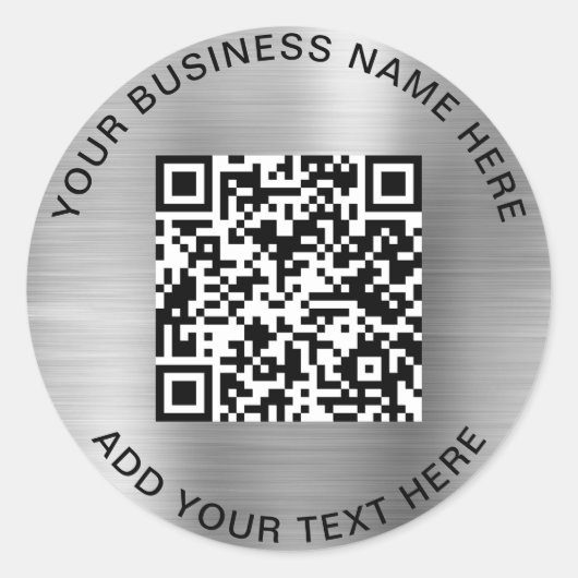 QR Code of Logo Promotional Silver Classic Round S Ronde Sticker (Voorkant)
